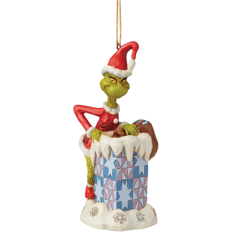The Grinch By Jim Shore Grinch Climbing In Chimney Hanging Ornament Afbeelding 1