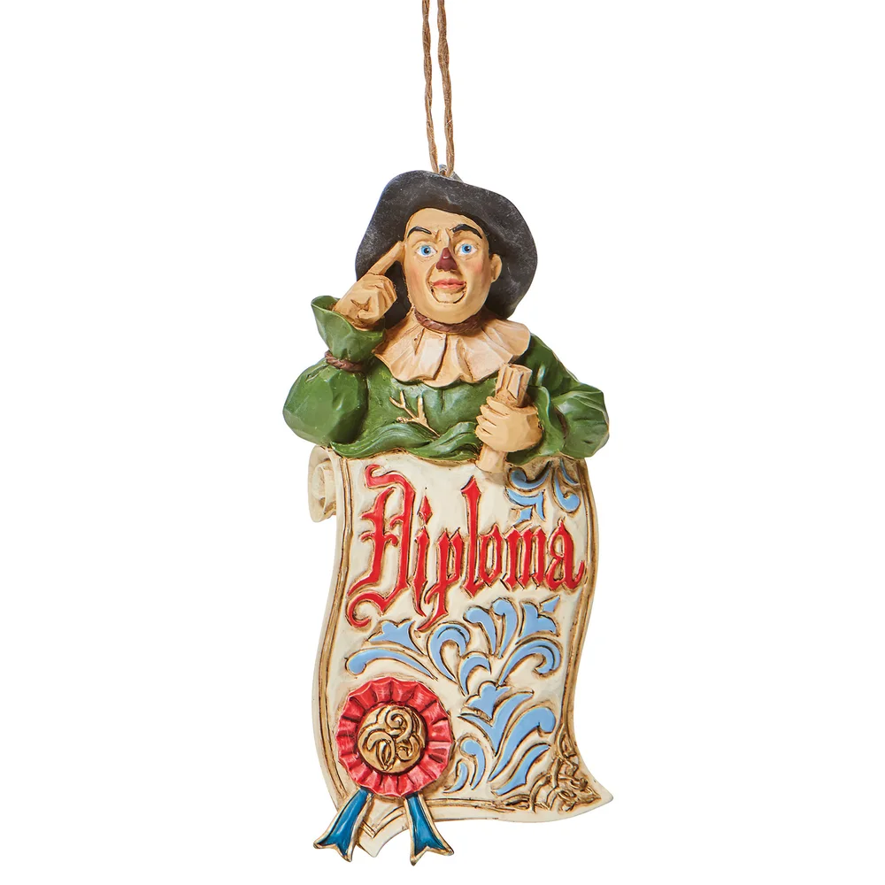 Wizard Of Oz By Jim Shore Scarecrow Diploma Hanging Ornament Afbeelding 1