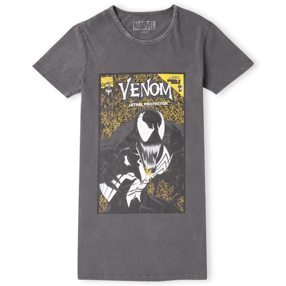 Venom Comic Women's T-Shirt Dress - Black Acid Wash - M Afbeelding 1