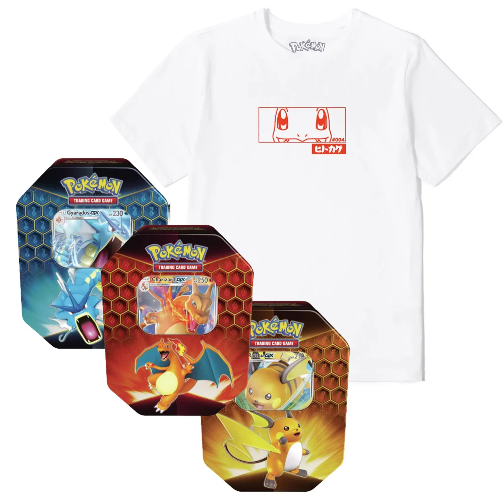 Pokémon Charmander Tee & Pokémon TCG: Hidden Fates Tin Bundle - Heren - S Afbeelding 1