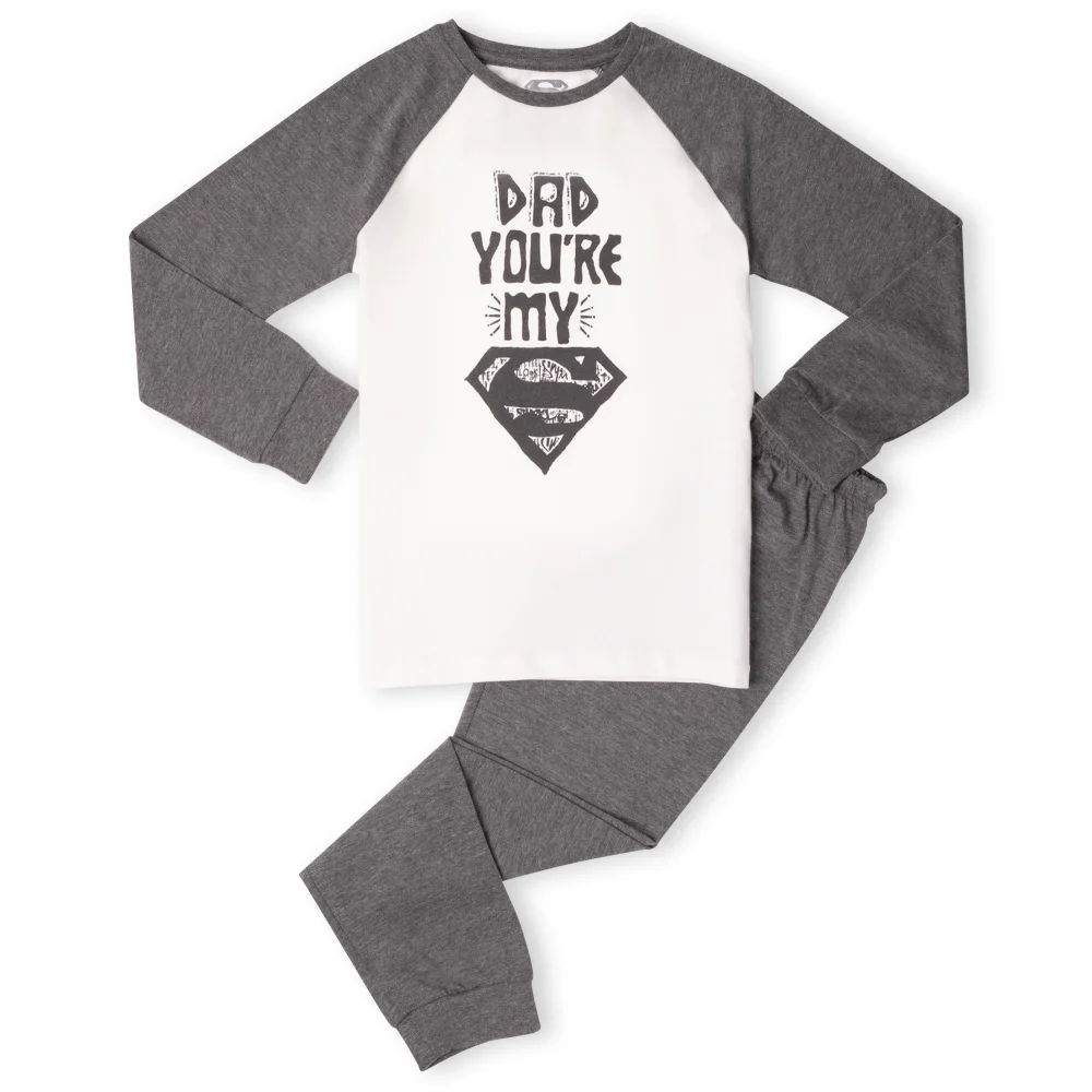 DC Dad You're My Superman Kids' Pyjamas - White/Grey - 98/104 (3-4 jaar) Afbeelding 1