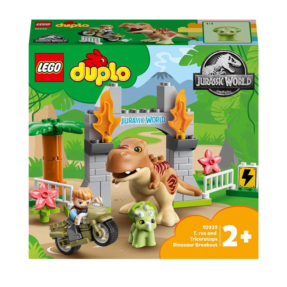 LEGO DUPLO T. rex en Triceratops Dinosaurus Breakout Speelgoed voor Peuters (10939) Afbeelding 1