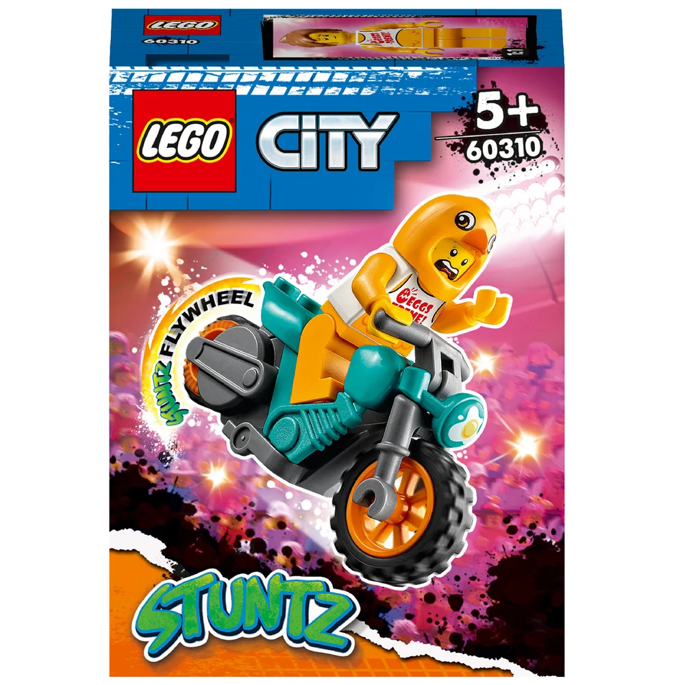 LEGO 60310 City Kip Stuntmotor, Met Speelgoedmotor Met Vliegwielaandrijving, Minifiguur In Kippenpak, Cadeau Voor Kinderen 5+ Afbeelding 1
