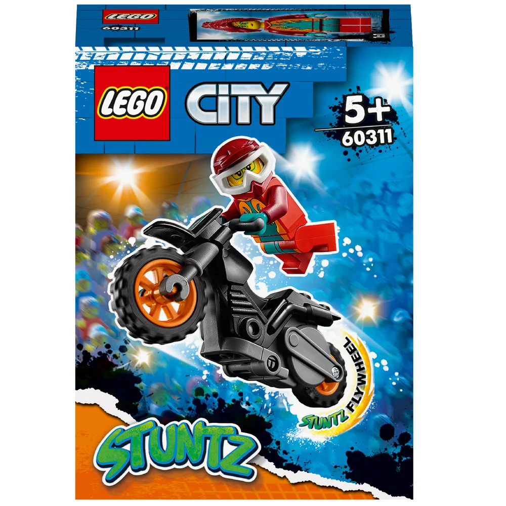 LEGO 60311 City Vuur Stuntmotor Met Vliegwielfunctie, Met Brandweervrouw Racer Minifiguur, Cadeau-Idee Voor Kinderen Van 5+ Afbeelding 1