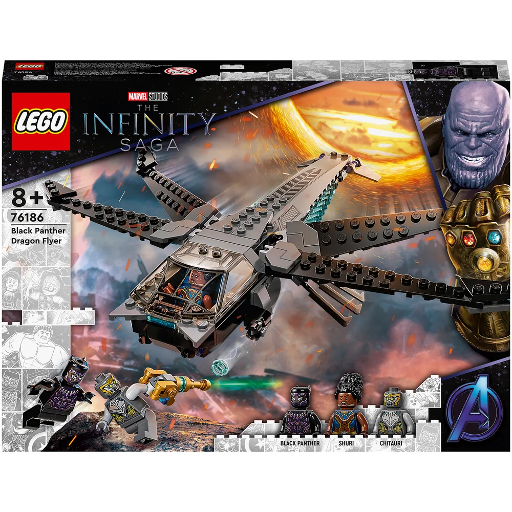 LEGO Marvel Black Panther Dragon Flyer Buildable Toy (76186) Afbeelding 1