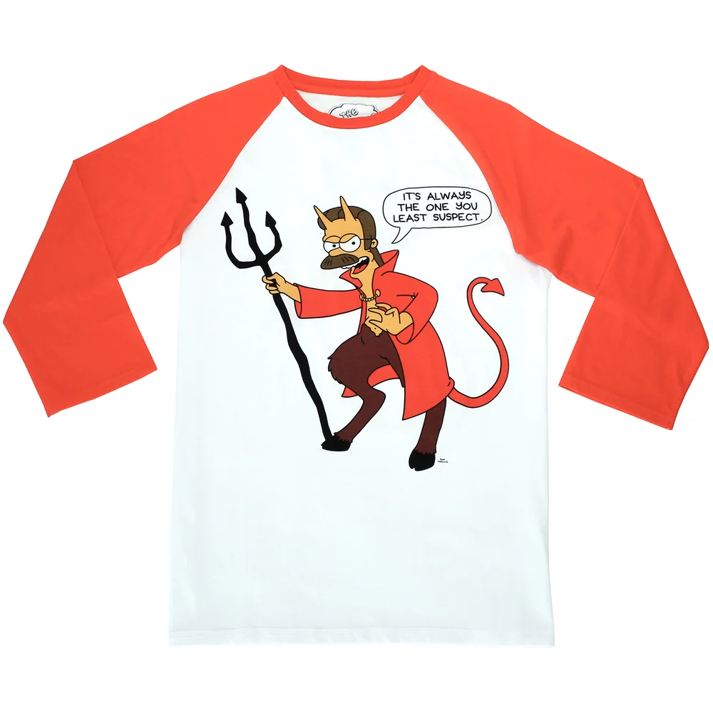 Cakeworthy x The Simpsons - Ned Flanders Devil Raglan T-Shirt - L Afbeelding 1