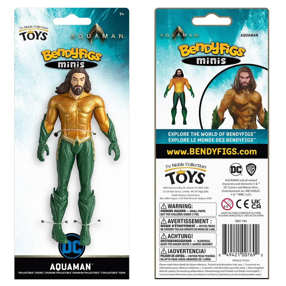 Noble Collection DC Comics Aquaman Mini Bendyfig 5.5 Inches Afbeelding 1