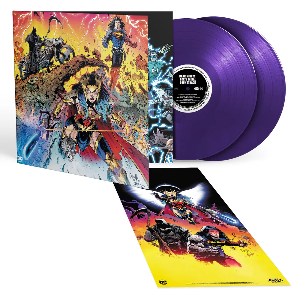 DC Donkere Nachten: Death Metal - Soundtrack Zavvi Exclusief Paars 2LP Afbeelding 1