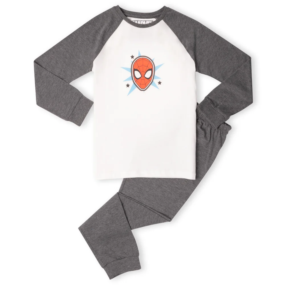 Marvel Spider-Man Face Kids' Pyjamas - White/Grey - 98/104 (3-4 jaar) Afbeelding 1