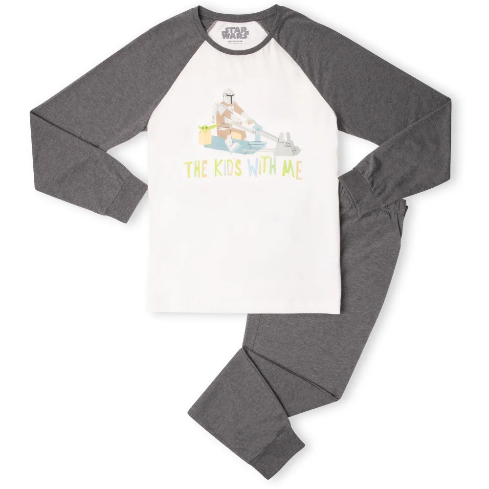 Star Wars The Mandalorian The Kids' With Me Men's Pyjama Set - White/Grey - XS Afbeelding 1