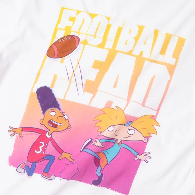 Nickelodeon Hey Arnold Football Head Men's Long Sleeve T-Shirt - White