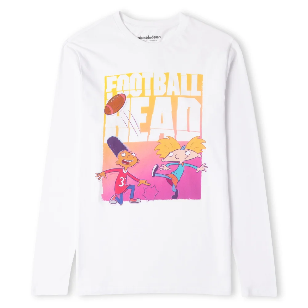 Nickelodeon Hey Arnold Football Head Men's Long Sleeve T-Shirt - White - S Afbeelding 1