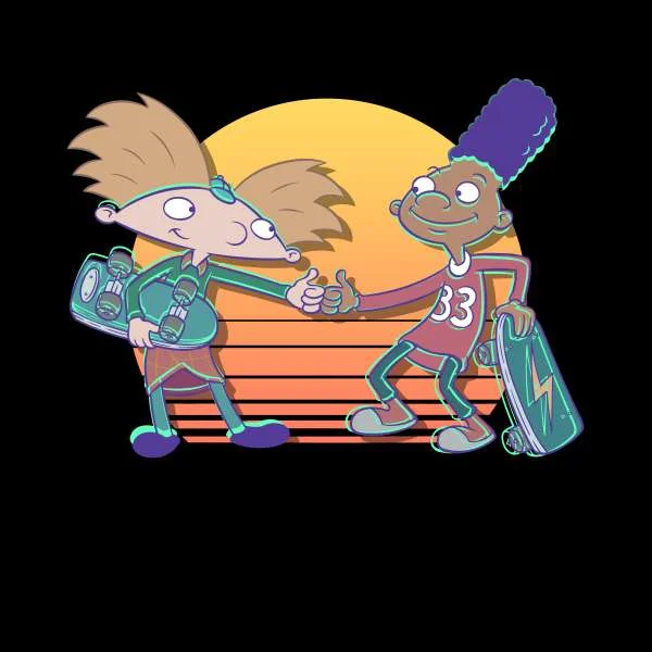Nickelodeon Hey Arnold Buddies Unisex T-Shirt - Black