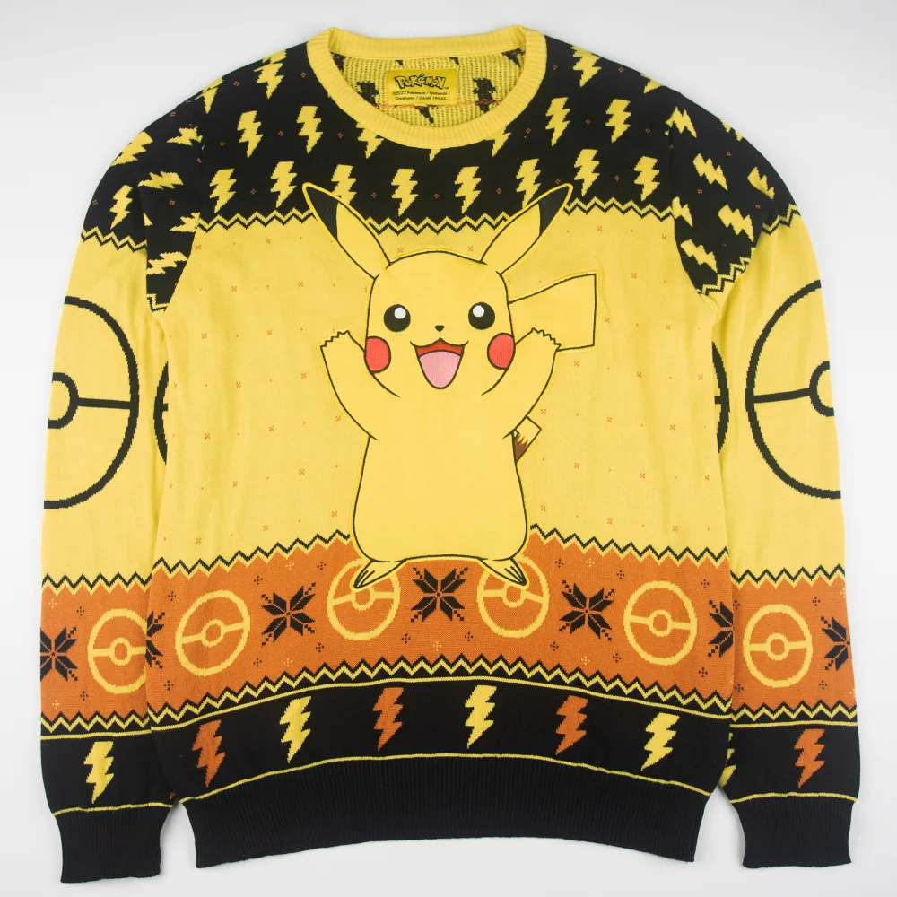 Pokémon Pikachu Christmas Knitted Jumper Black - XL Afbeelding 1