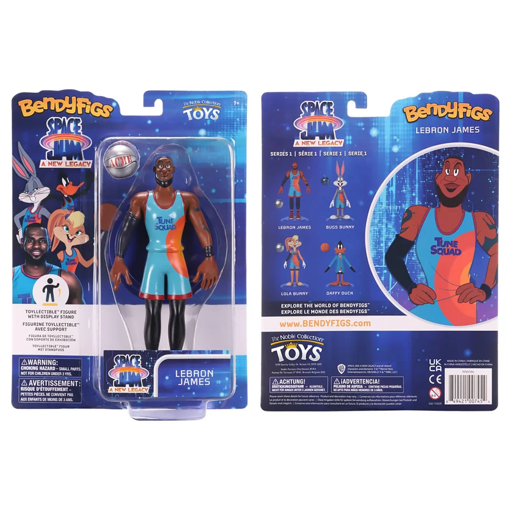 Noble Collection Space Jam: A New Legacy Lebron James BendyFig 7.5 Inch Action Figure Afbeelding 1