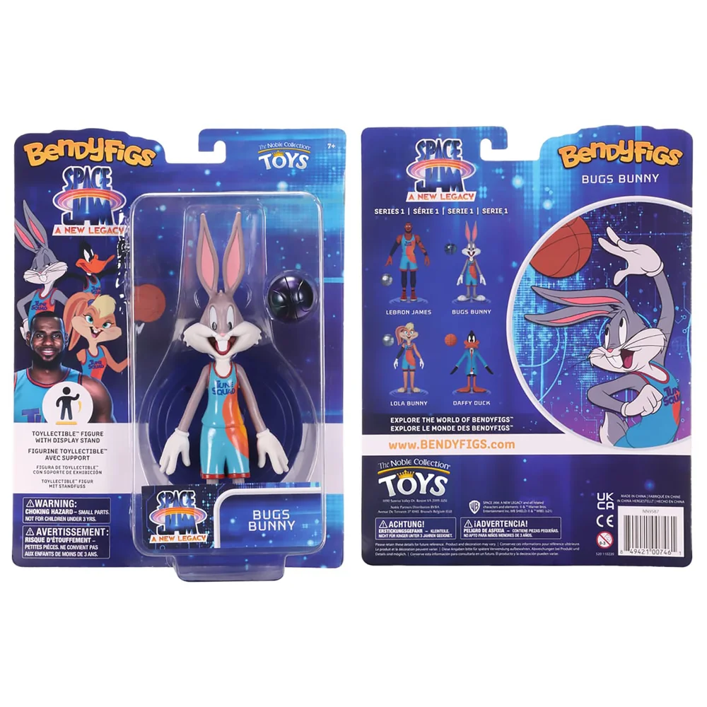 Noble Collection Space Jam: A New Legacy Bugs Bunny BendyFig 7.5 Inch Action Figure Afbeelding 1
