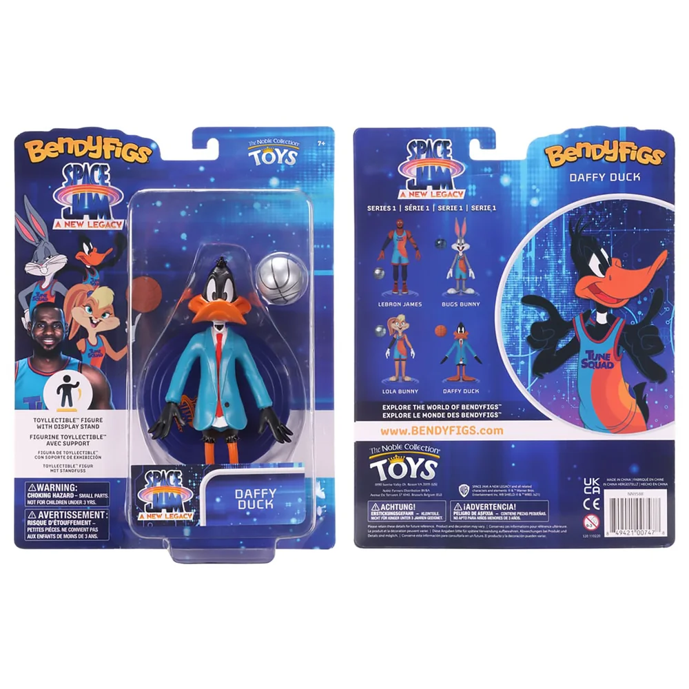 Noble Collection Space Jam: A New Legacy Daffy Duck BendyFig 7.5 Inch Action Figure Afbeelding 1