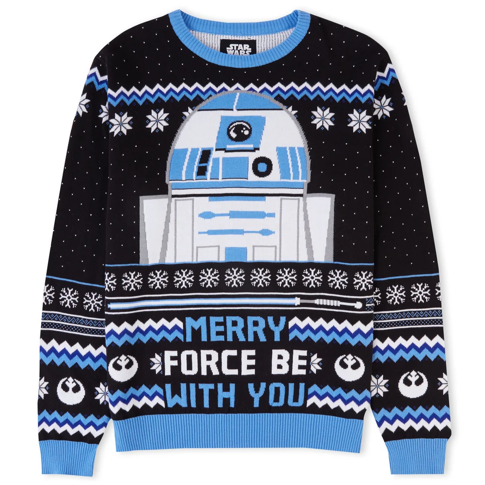 Merry Force Be With You Christmas Knitted Jumper Black - XS Afbeelding 1