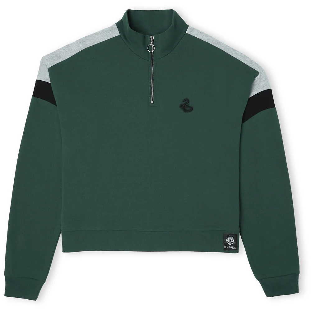 Slytherin House Women's Funnel Neck Cropped Sweater - Green - XS Afbeelding 1