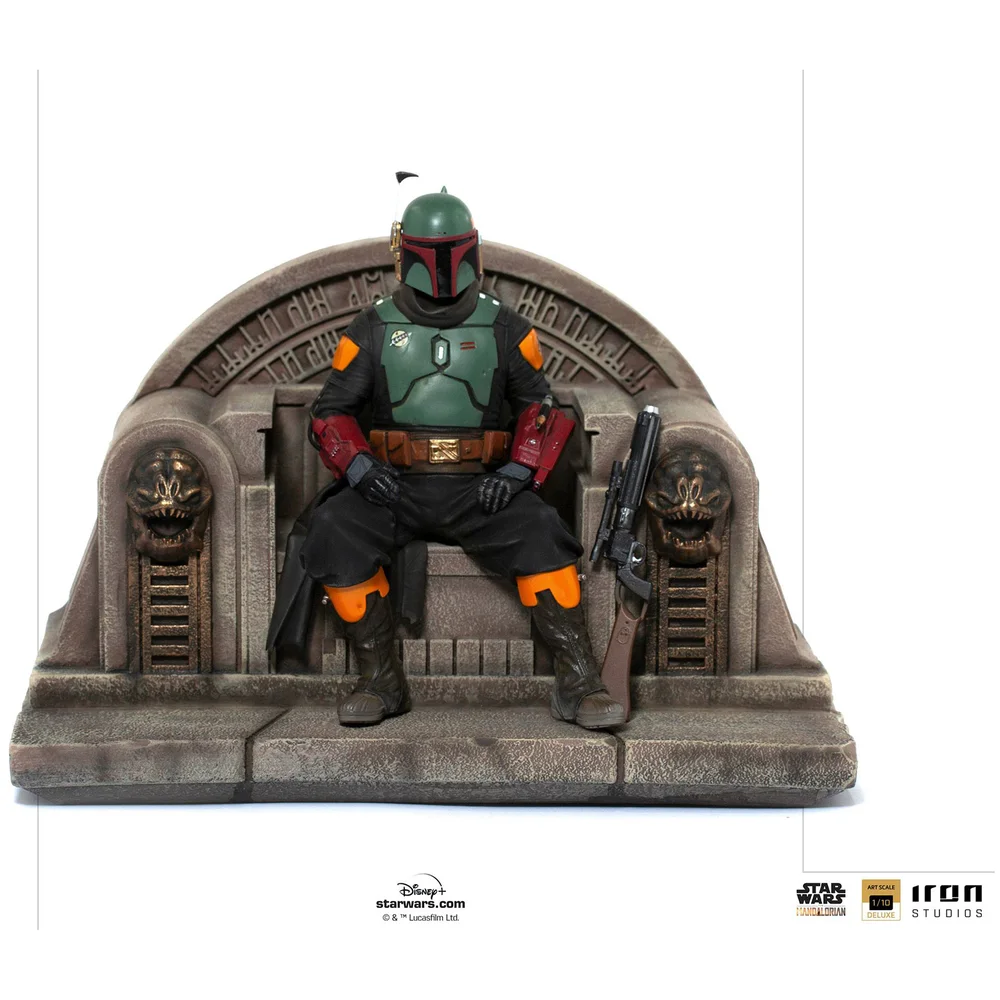 Iron Studios Star Wars The Mandalorian Deluxe Art Scale Statue 1/10 Boba Fett on Throne 18 cm Afbeelding 1