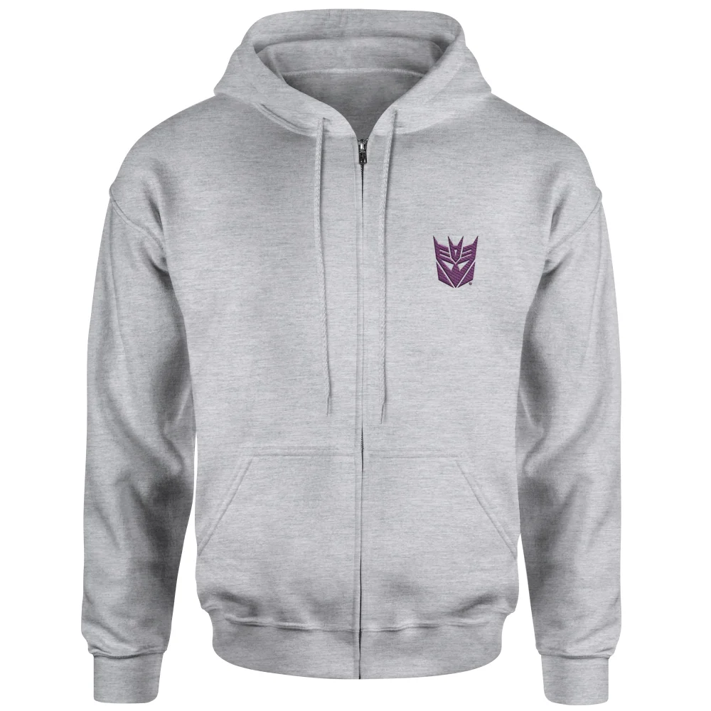 Transformers Decepticon Embroidered Unisex Zipped Hoodie - Grey - M Afbeelding 1