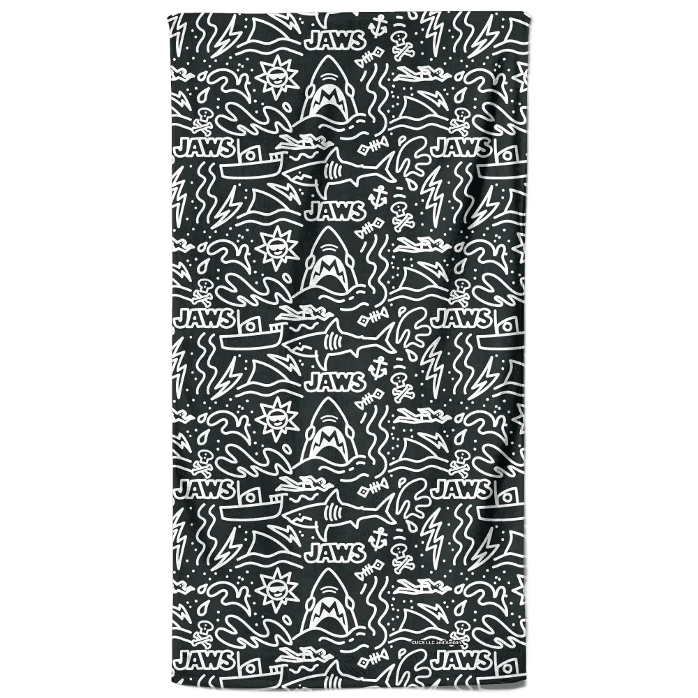 Jaws Doodle Pattern Beach Towel Afbeelding 1