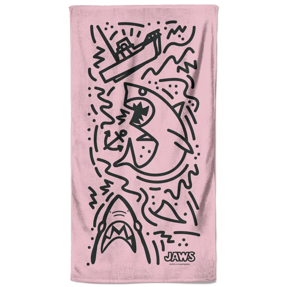 Jaws Pink Doodle Beach Towel Afbeelding 1