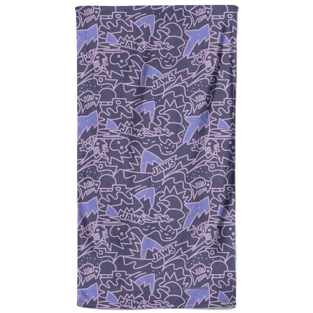 Jaws Purple Doodle Pattern Beach Towel