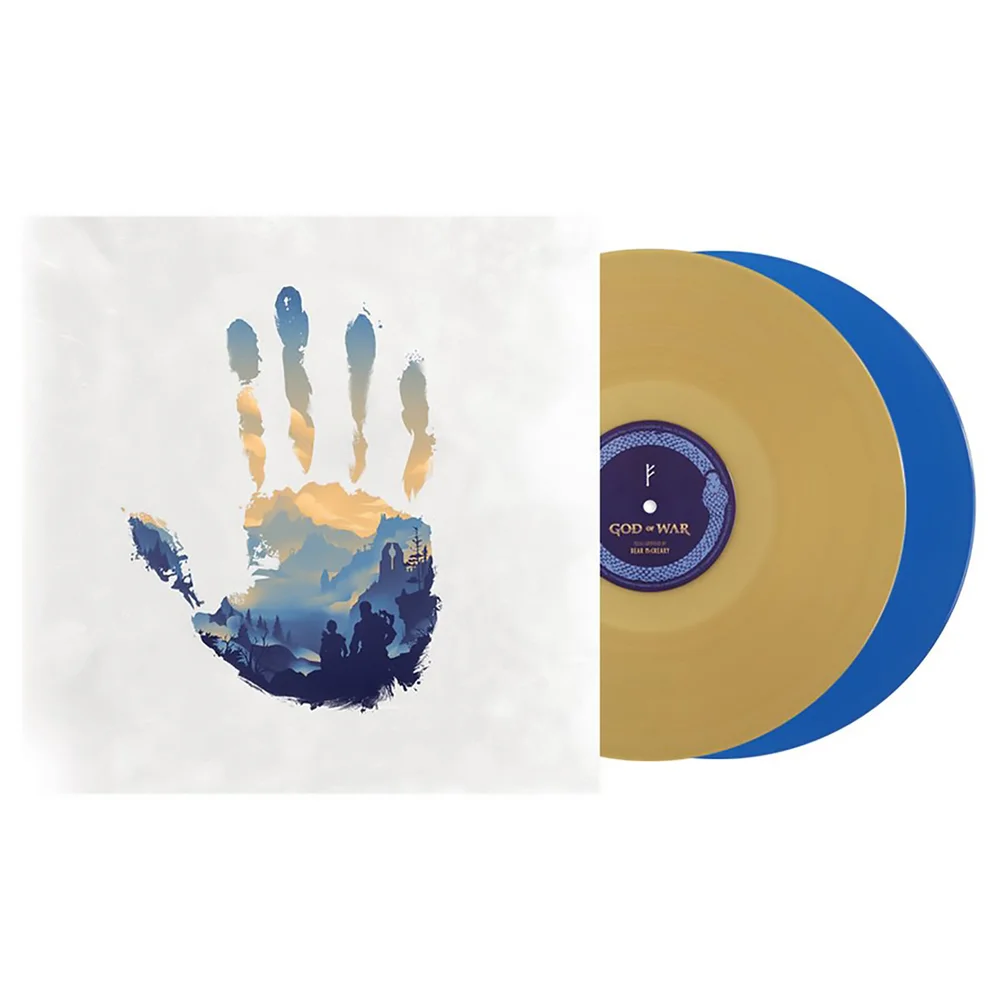Mondo God Of War Original Video Game Soundtrack Blue and Gold Vinyl 2LP Afbeelding 1