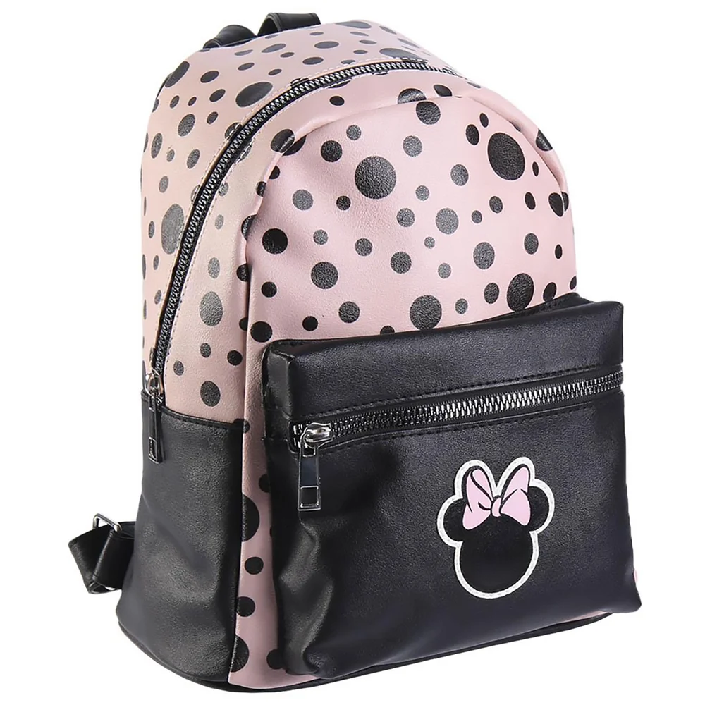 Disney Minnie Mouse Black And Pink Faux-Leather Backpack Afbeelding 1