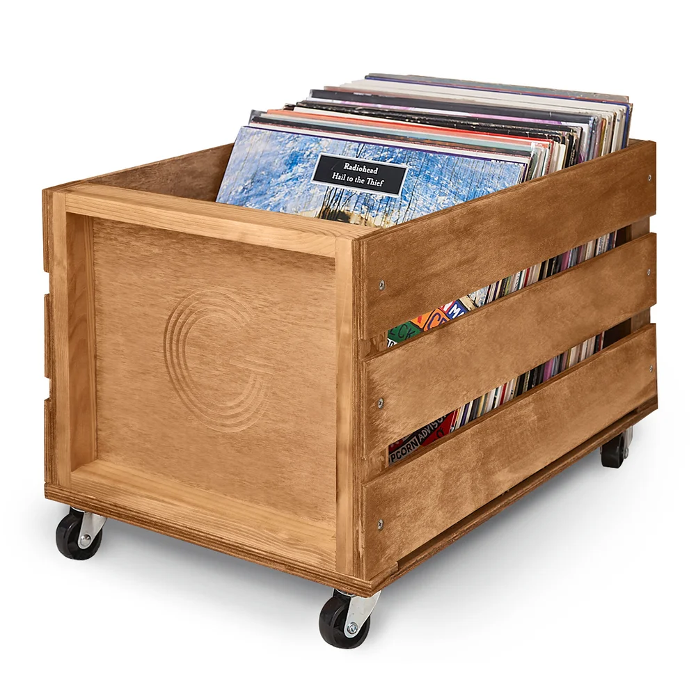 Legend Vinyl LP Wooden Storage Crate with Wheels Afbeelding 1