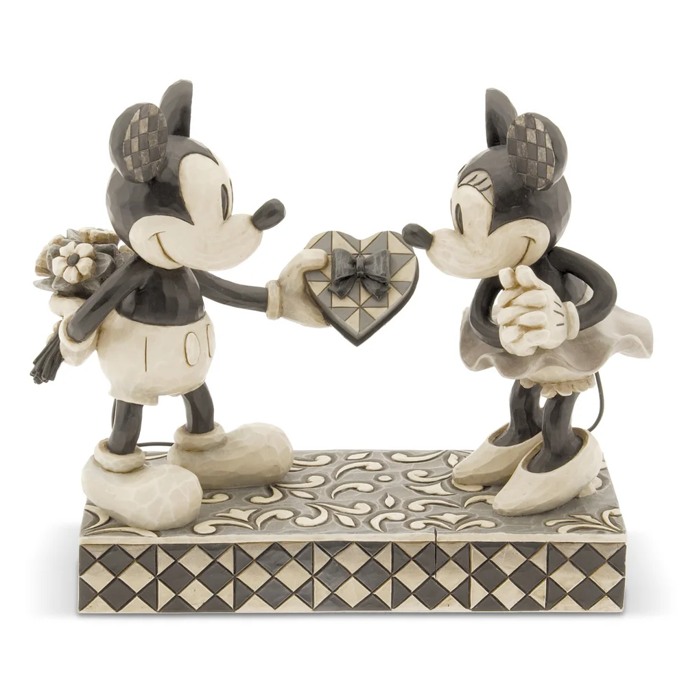 Disney Traditions Real Sweetheart Mickey & Minnie Black and White Figurine Afbeelding 1