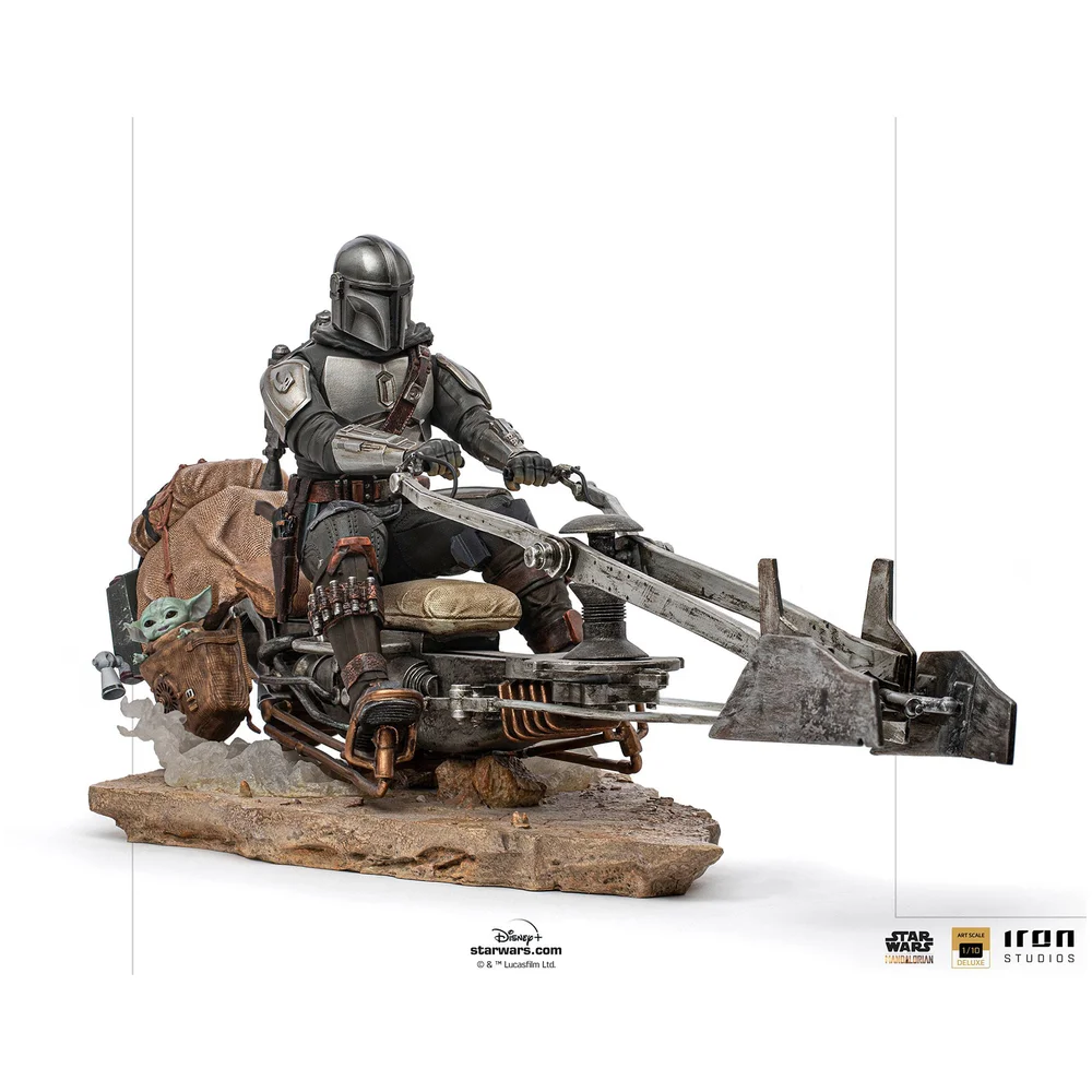 Iron Studios Star Wars The Mandalorian Deluxe Art Scale Statue 1/10 Mandalorian on Speederbike 18 cm Afbeelding 1