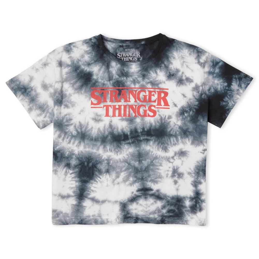 Stranger Things Logo Women's Cropped T-Shirt - Black Tie Dye - S Afbeelding 1