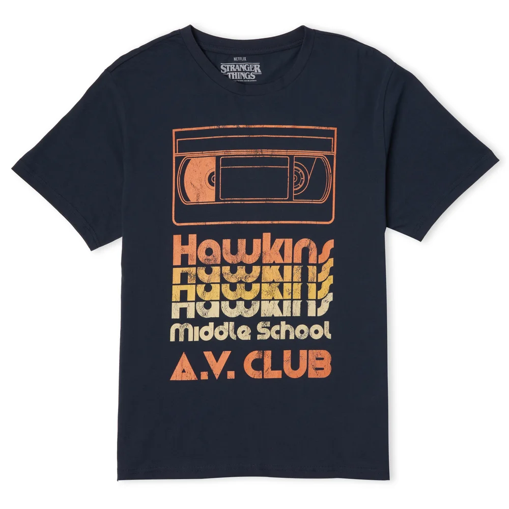 Stranger Things Hawkins AV Club Men's T-Shirt - Navy - S Afbeelding 1