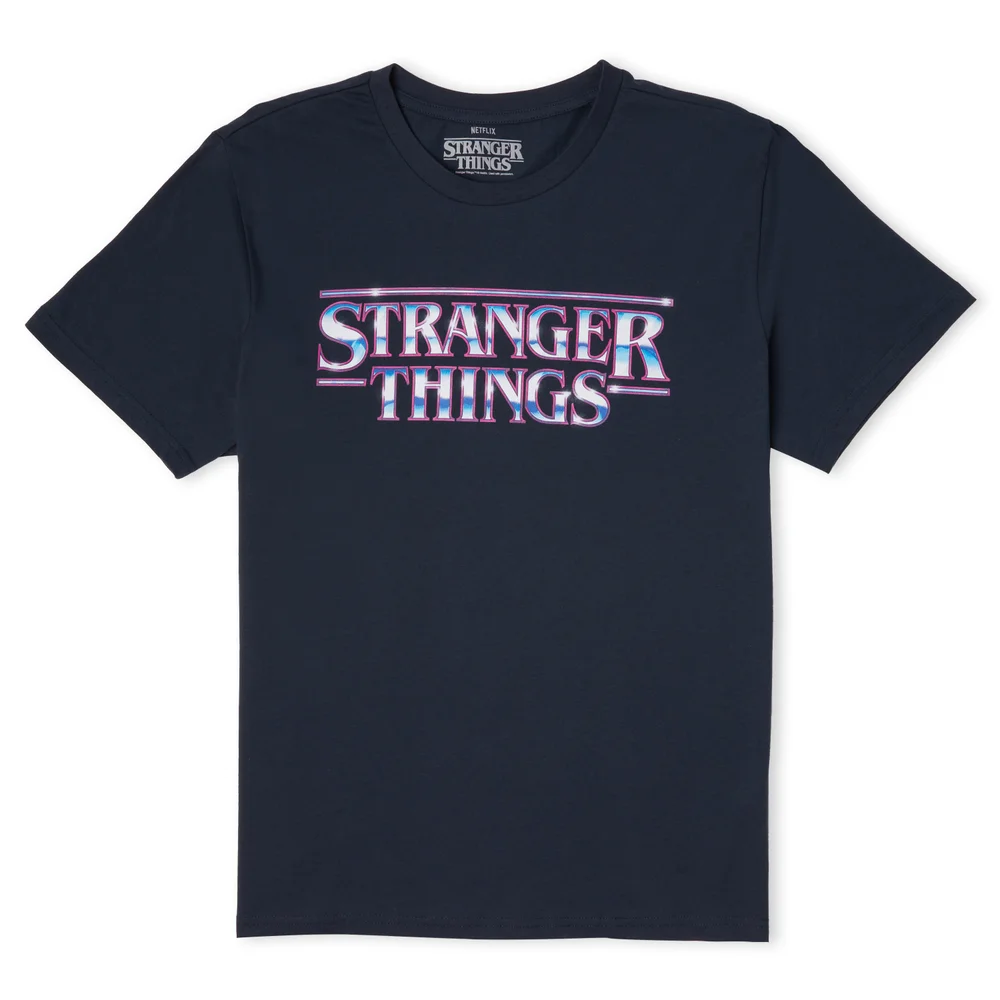 Stranger Things Chrome Logo Men's T-Shirt - Navy - S Afbeelding 1
