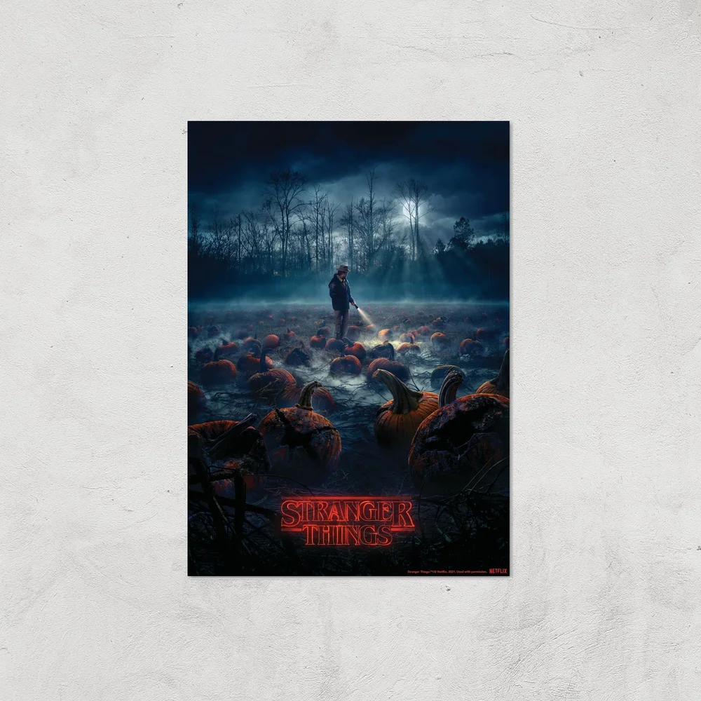 Stranger Things Pumpkin Patch Giclee Art Print - A4 - Print Only Afbeelding 1