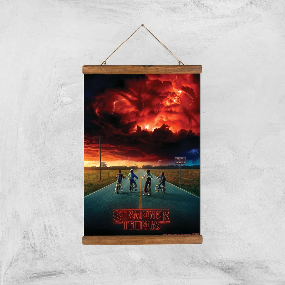 Stranger Things Welcome To Hawkins Giclee Art Print - A3 - Wooden Hanger Afbeelding 1