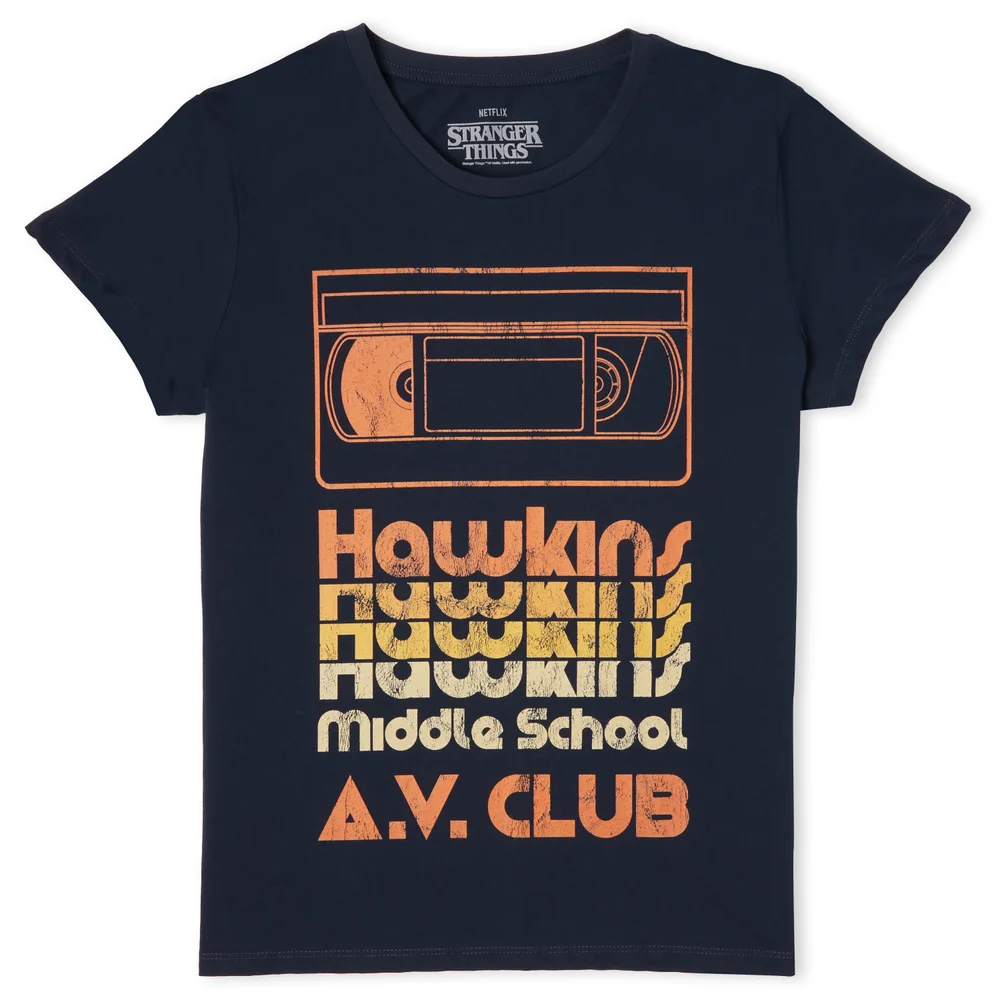 Stranger Things Hawkins AV Club Women's T-Shirt - Navy - XS Afbeelding 1