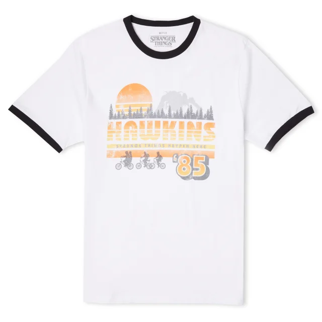 Stranger Things Hawkins '85 Unisex Ringer T-Shirt - White/Black