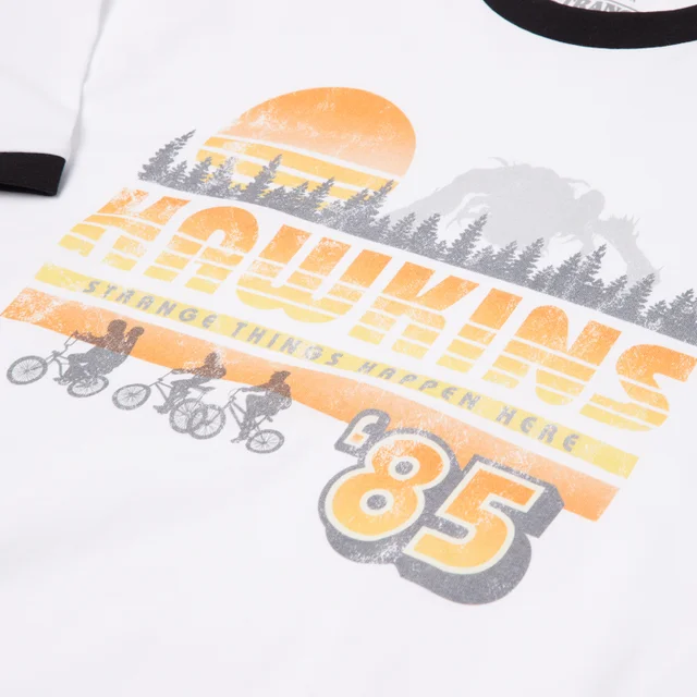 Stranger Things Hawkins '85 Unisex Ringer T-Shirt - White/Black