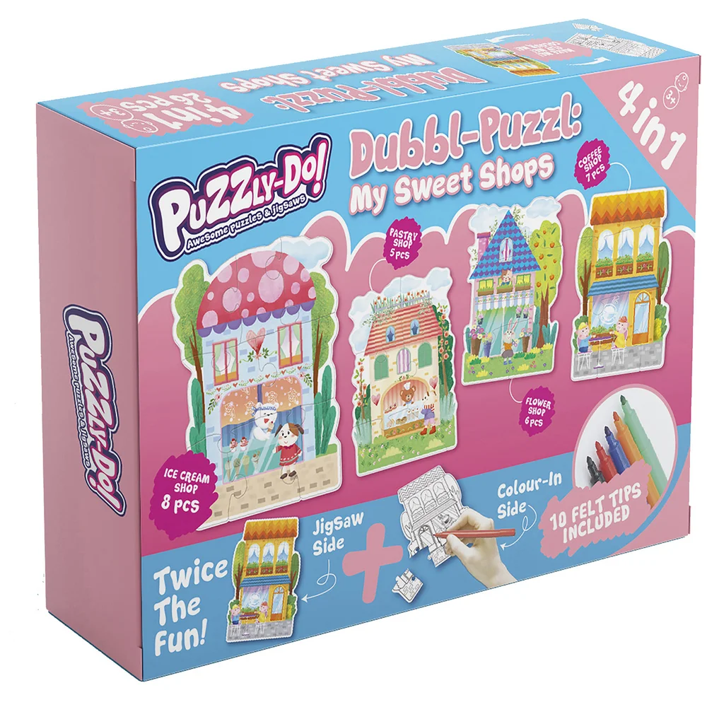 Puzzly-Do My Sweet Shop Dubbl-Puzzle Jigsaw and Colouring Afbeelding 1