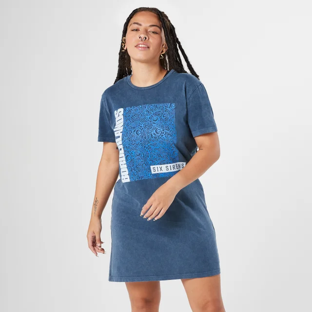 Borderlands Six Sirens Women's T-shirt Jurk- Navy Acid Wash