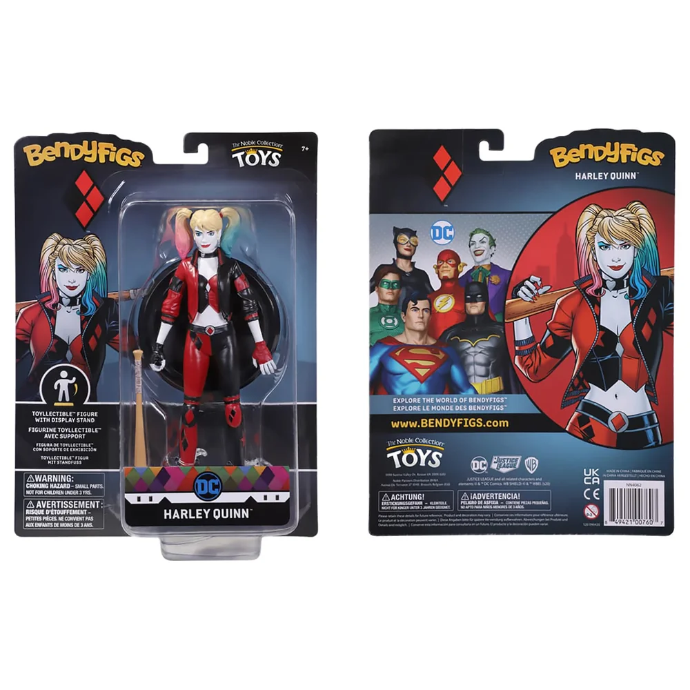 Noble Collection DC Comics: Heroes and Villains Harley Quinn Rebirth BendyFig 7.5 Inch Action Figure Afbeelding 1