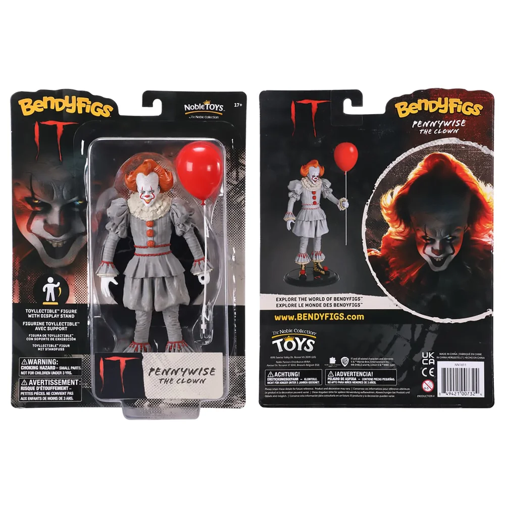 Noble Collection IT Pennywise the Clown BendyFig 7.5 Inch Action Figure Afbeelding 1