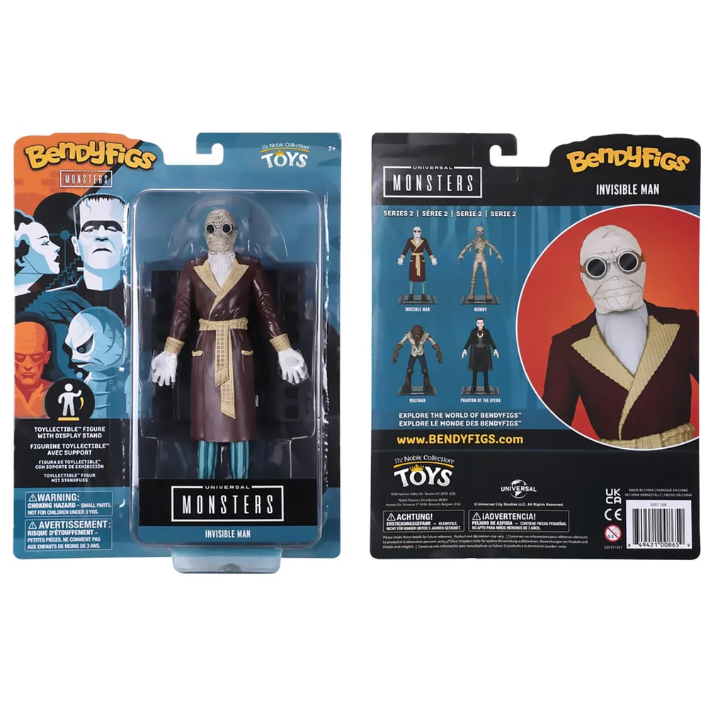 Noble Collection Universal Monsters The Invisible Man BendyFig 7.5 Inch Action Figure Afbeelding 1