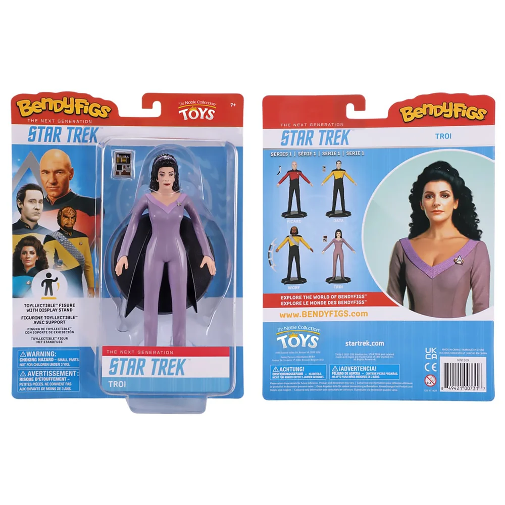 Noble Collection Star Trek Counseler Troi BendyFig 7.5 Inch Action Figure Afbeelding 1