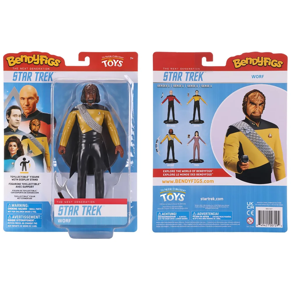 Noble Collection Star Trek Lieutenant Worf BendyFig 7.5 Inch Action Figure Afbeelding 1