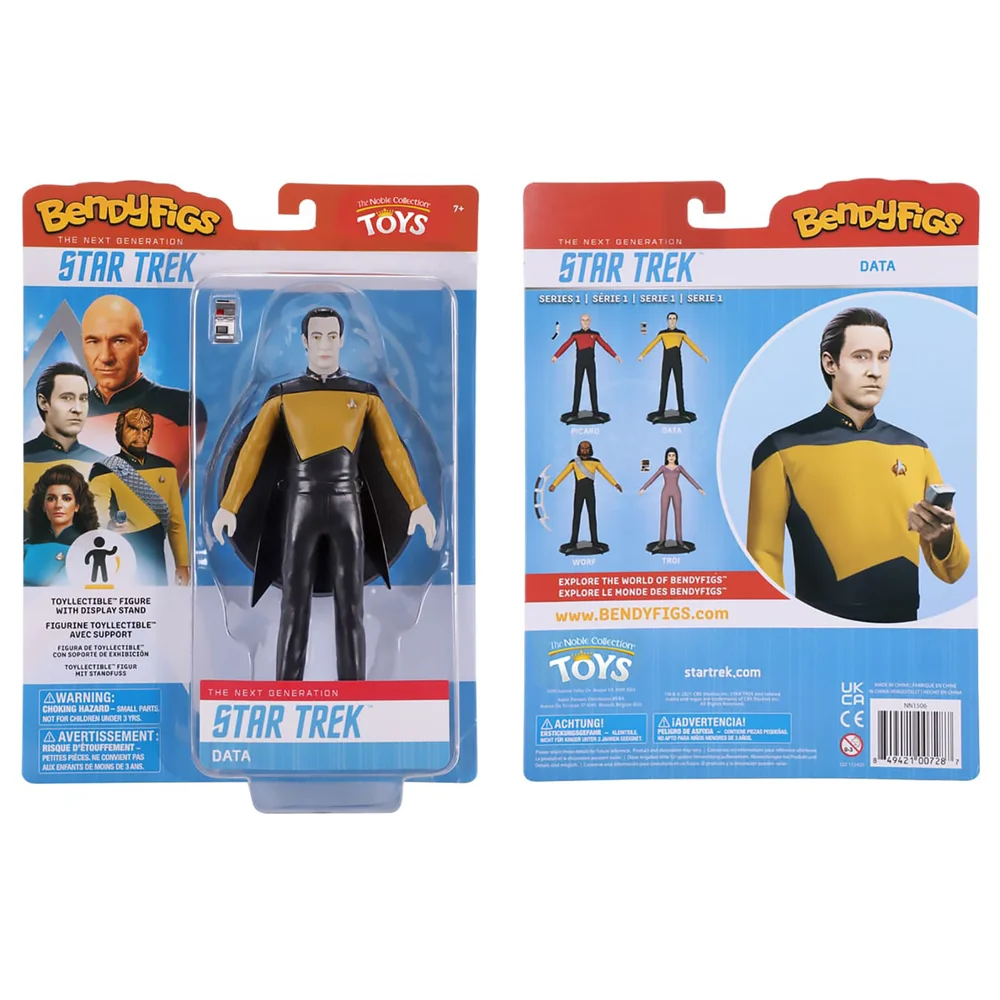 Noble Collection Star Trek Lieutenant Commander Data BendyFig 7.5 Inch Action Figure Afbeelding 1