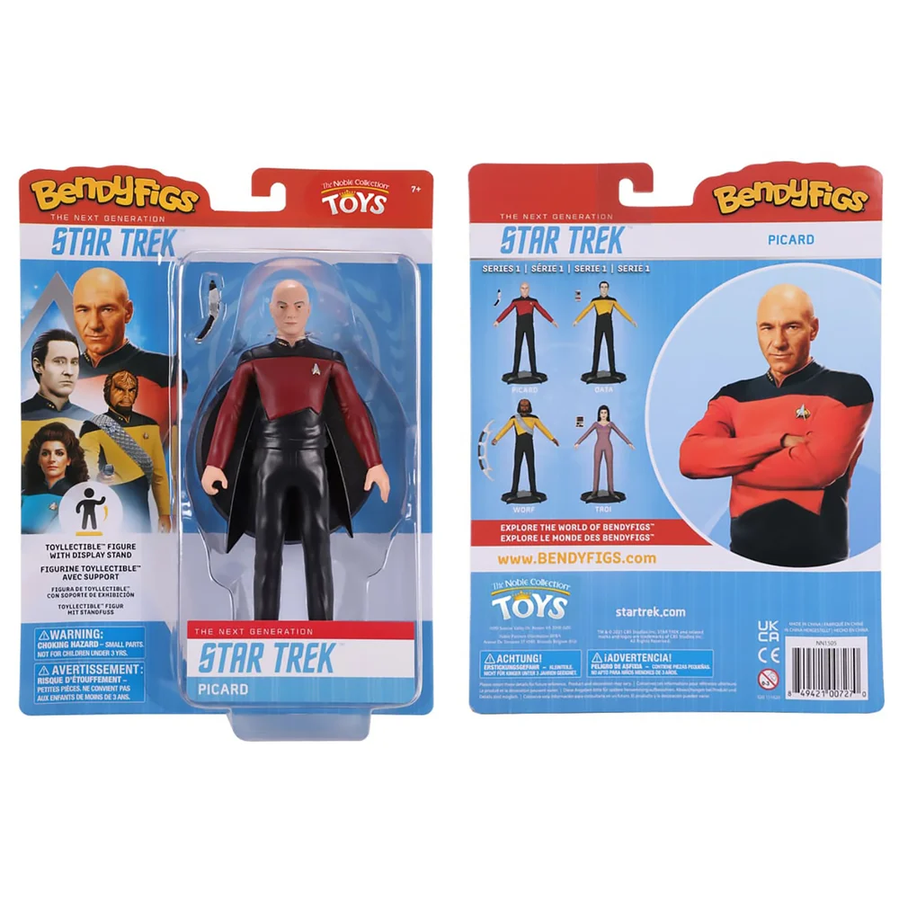 Noble Collection Star Trek Captain Picard BendyFig 7.5 Inch Action Figure Afbeelding 1
